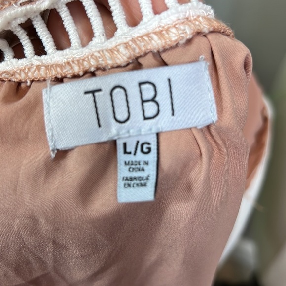 NWT Tobi Lace Midi Dress Fit Flare Cream Lace Nude Underlining Large - Picture 9 of 11